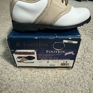 FootJoy Kids Shoes in White and Tan